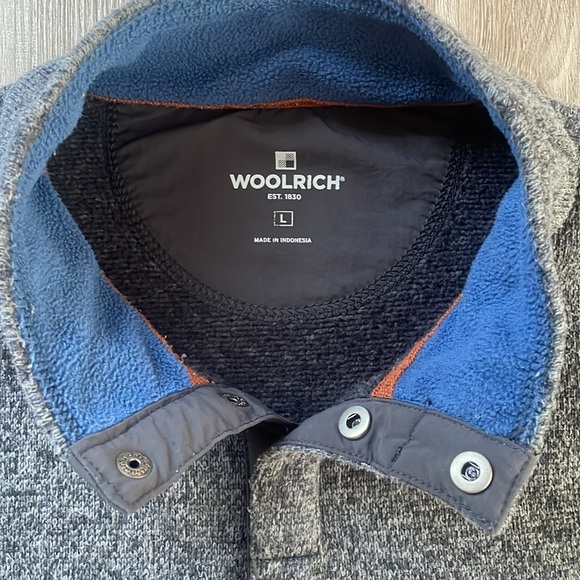 Woolrich 1/4 Zip-style Sweater with Snap Closures - L (Gray Heather) - Picture 3 of 4